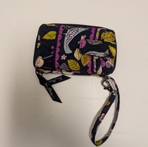 Vera Bradley Floral Nightingale Patterned Wristlet ID cardholder w/ strap wallet